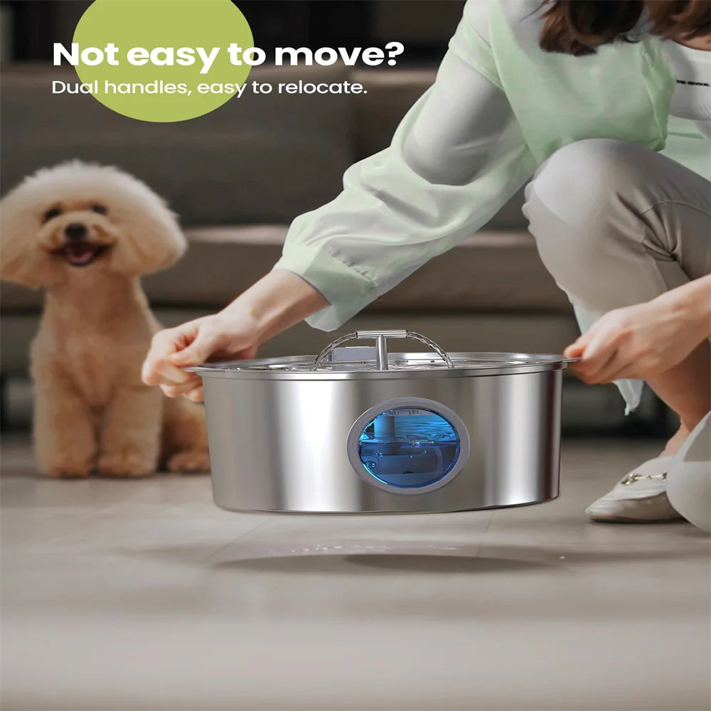 Bebedouro de aço inoxidável de grande capacidade para gatos, cães e animais de estimação, 7L, com janela de nível de água, bomba d'água silenciosa, dispensador com tigela de água USB