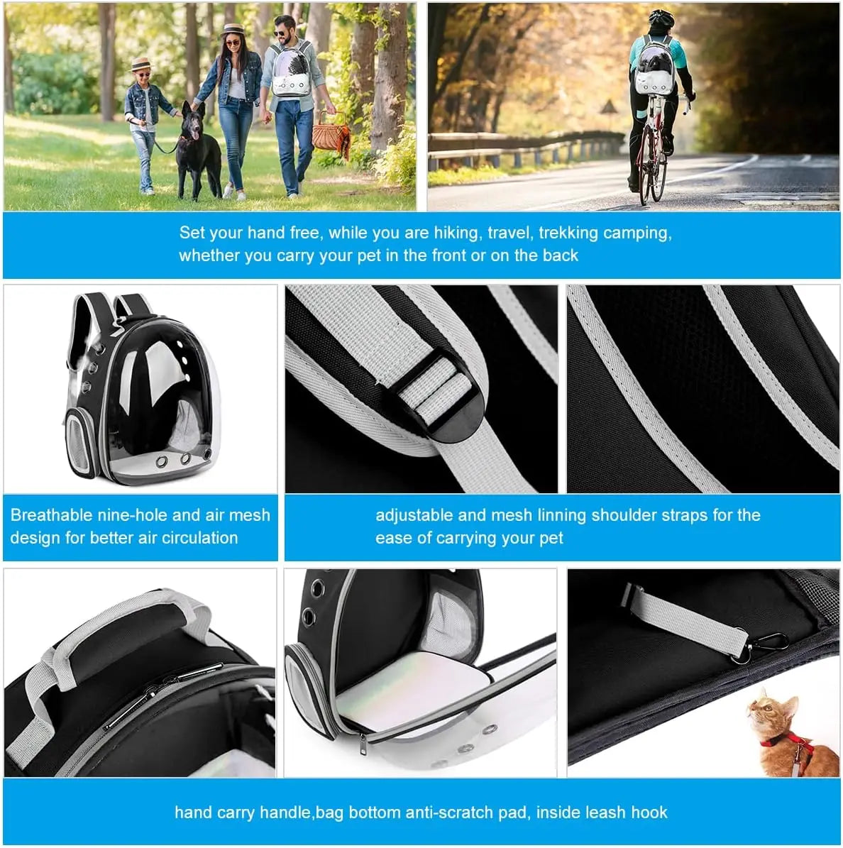 Mochila para transporte de animais de estimação, cápsula transparente, mochila para animais de estimação, filhotes, gatinhos, pássaros, transportadora respirável para viagem