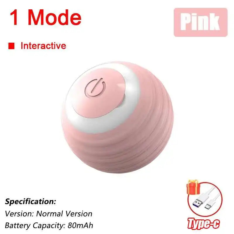 Bola de brinquedo interativa inteligente para gatos, bola rolante automática com cauda falsa, brinquedo elétrico recarregável por USB para animais de estimação, para provocação e treinamento