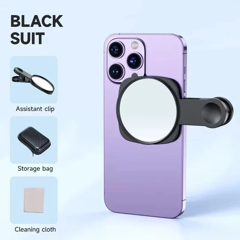 STTKGZD Selfie Refletor Espelho Kit de Luz de Preenchimento para Celular Portátil Espelho Móvel Clipe Bolsa de Armazenamento Câmera Traseira para Celular