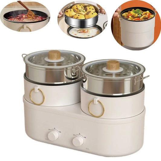 Panela elétrica doméstica de dupla capacidade de 1,8 L, panela elétrica Yuanyang multifuncional, frigideira elétrica antiaderente 220 V