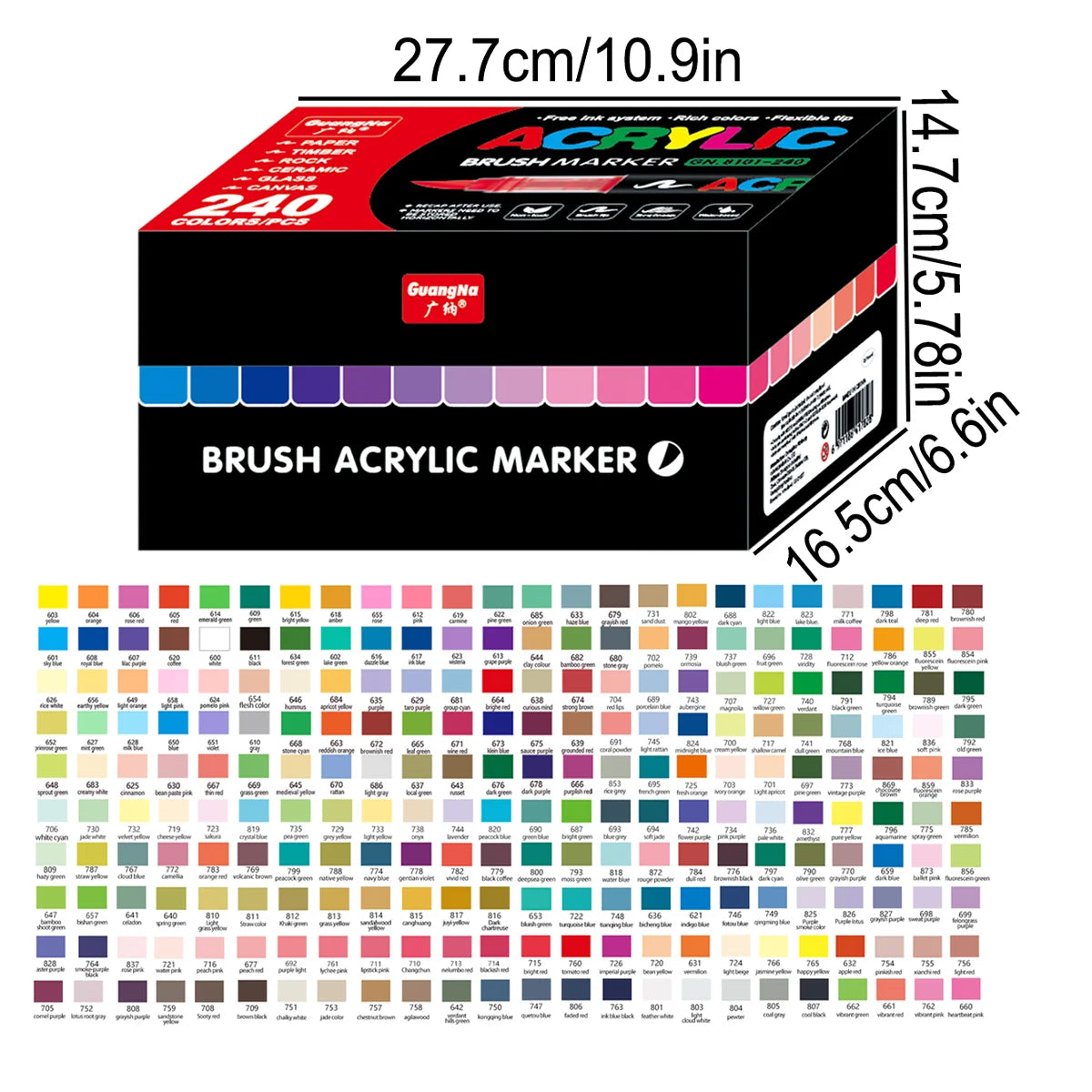 Conjunto de marcadores profissionais para artistas, 12-240 cores/caixa - Marcadores acrílicos líquidos de ponta macia para desenho em linha reta, pintura artística de grafite faça você mesmo