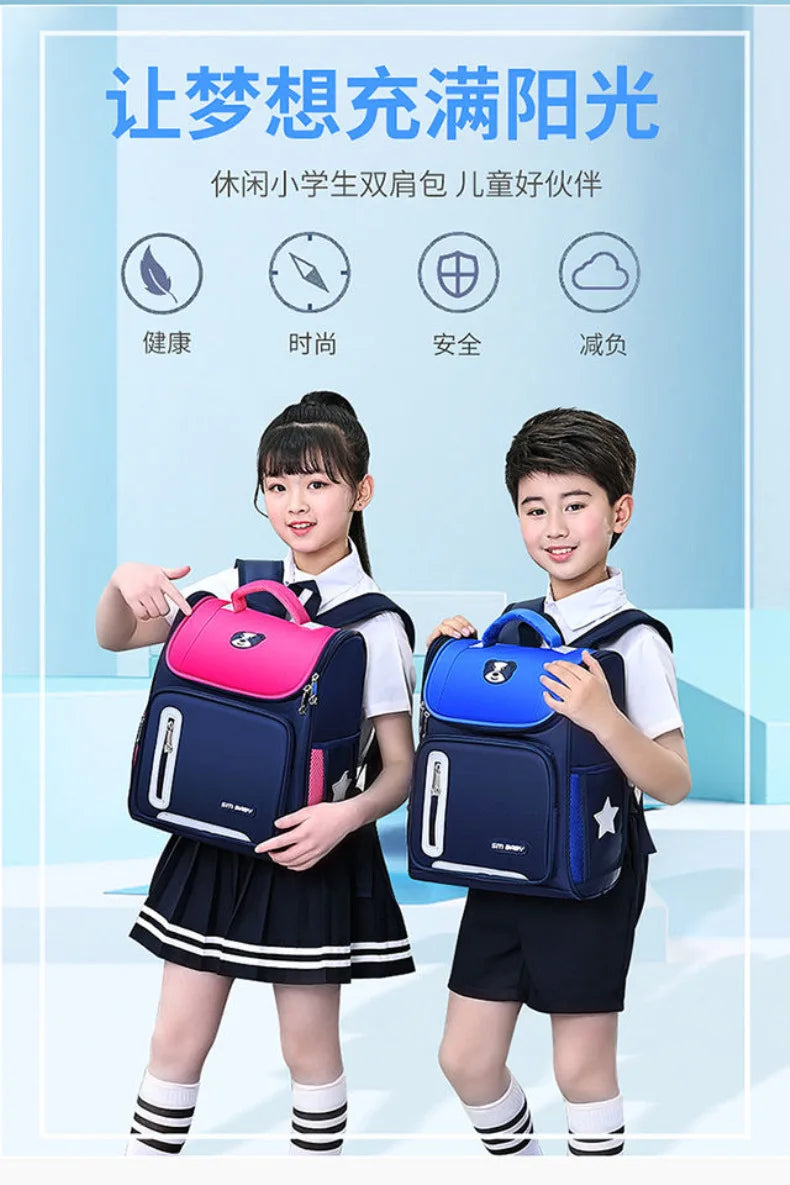 Mochilas escolares simples para estudantes, primárias, meninos, 1ª à 6ª série, proteção para coluna, redução de peso, mochila escolar para meninas, mochila unissex