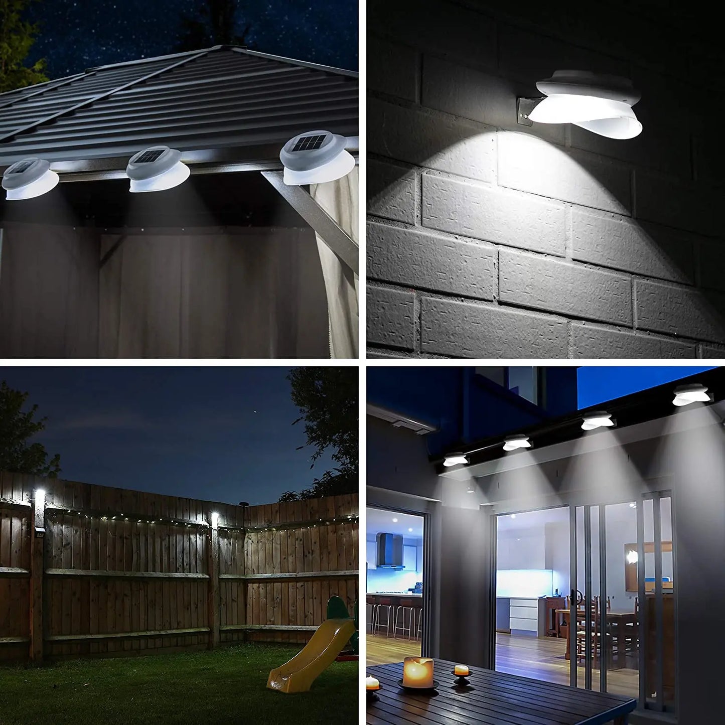 Luzes solares para calhas de jardim ao ar livre, 9 luzes LED para cercas de deck à prova d'água para decoração de paredes, decks, cercas, escadas, degraus e quintais