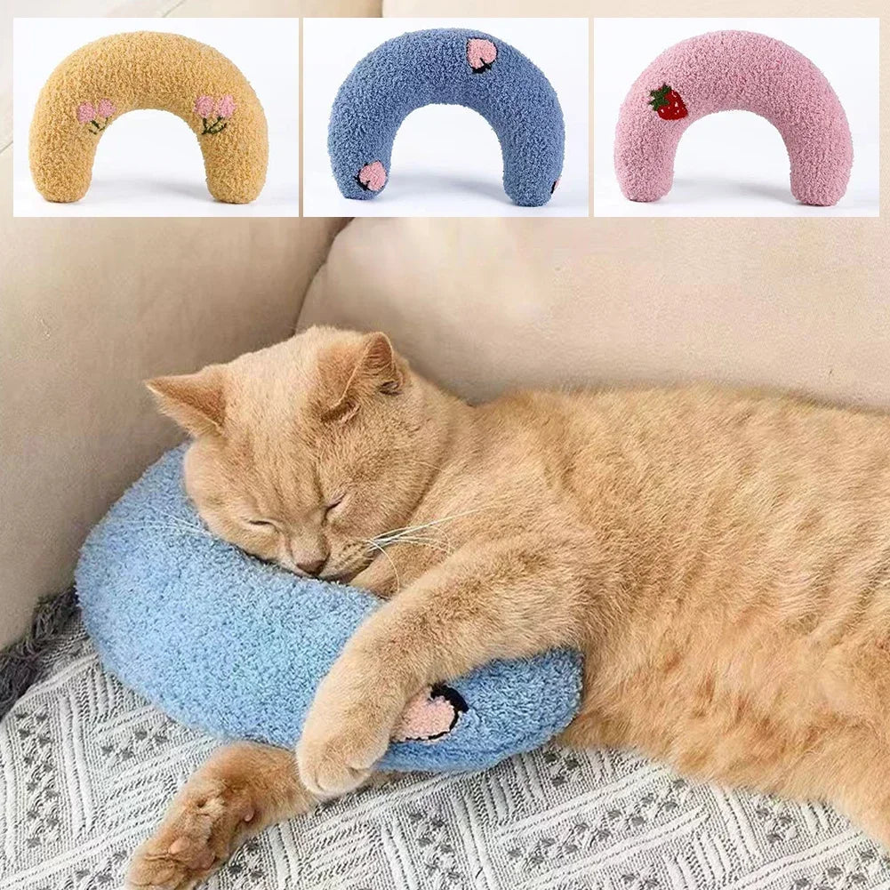 Travesseiro fofo para animais de estimação, protetor de pescoço em formato de U, sono profundo para filhotes, gatinhos, travesseiro para descanso de cabeça de cachorro e gato, suprimentos para animais de estimação