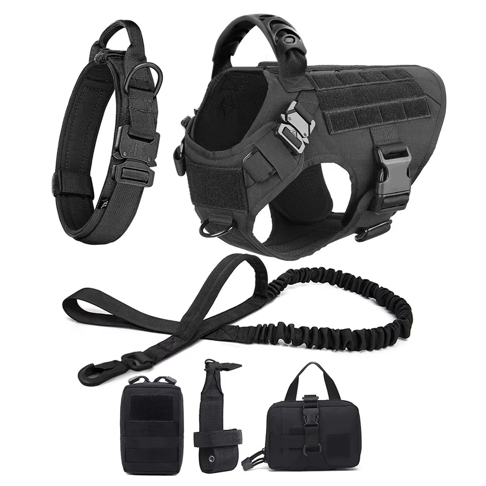 Conjunto de peitoral e guia para cães grandes, colete de treinamento para pastor alemão malinois, colete e coleira para cães de médio e grande porte