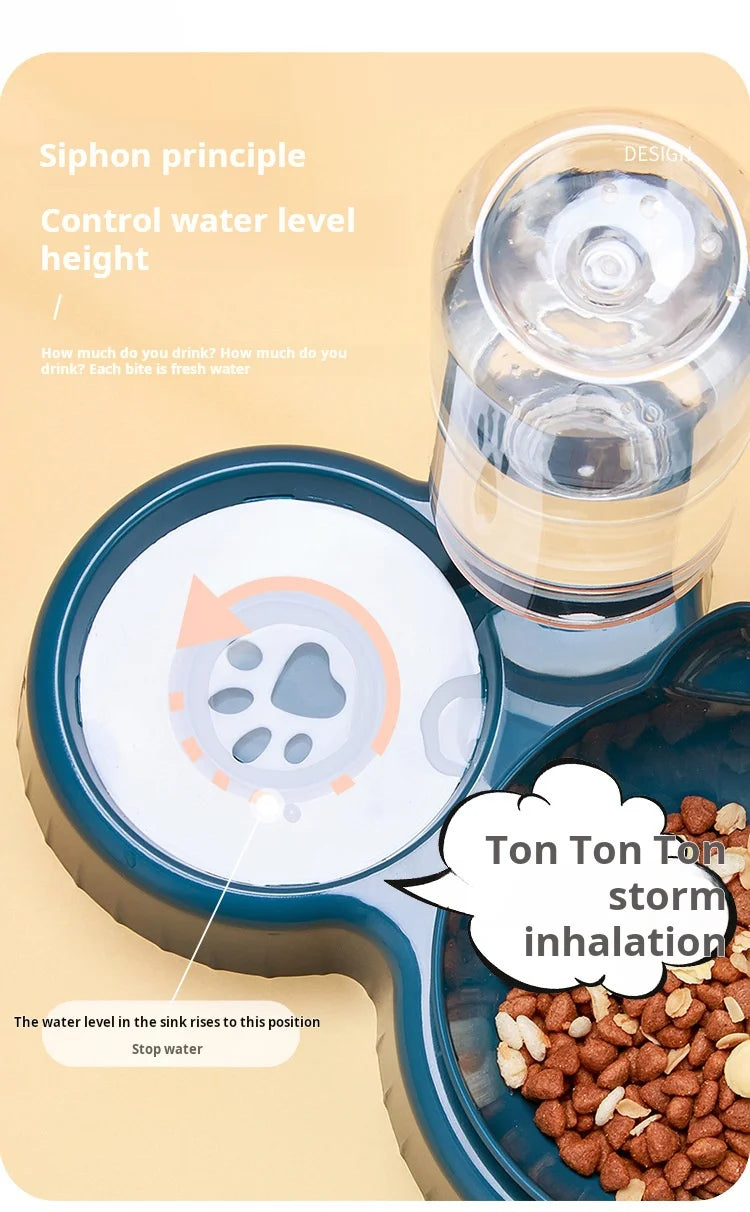 Tigelas para animais de estimação com alimentador de água, design 3 em 1 para orelhas, conjunto de tigelas de água e comida para gatos com garrafa de água por gravidade para proteção do pescoço