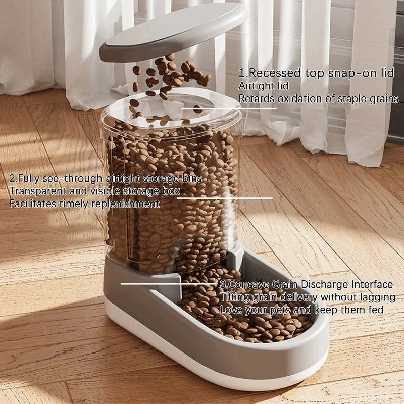 &amp; Cão Gato Alimentador Automático de Gravidade para Animais de Estimação Grande Capacidade Dispositivo de Água Potável Comida para Cães e Gatos Economize Esforço Acessório para Beber Animais de Estimação