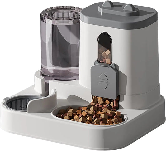 1.6L+0.8L Automatic Pet Feeder and Water Dispenser Combination Large Capacity Wet and Dry Separation Design Cat Dog Food Bowl
