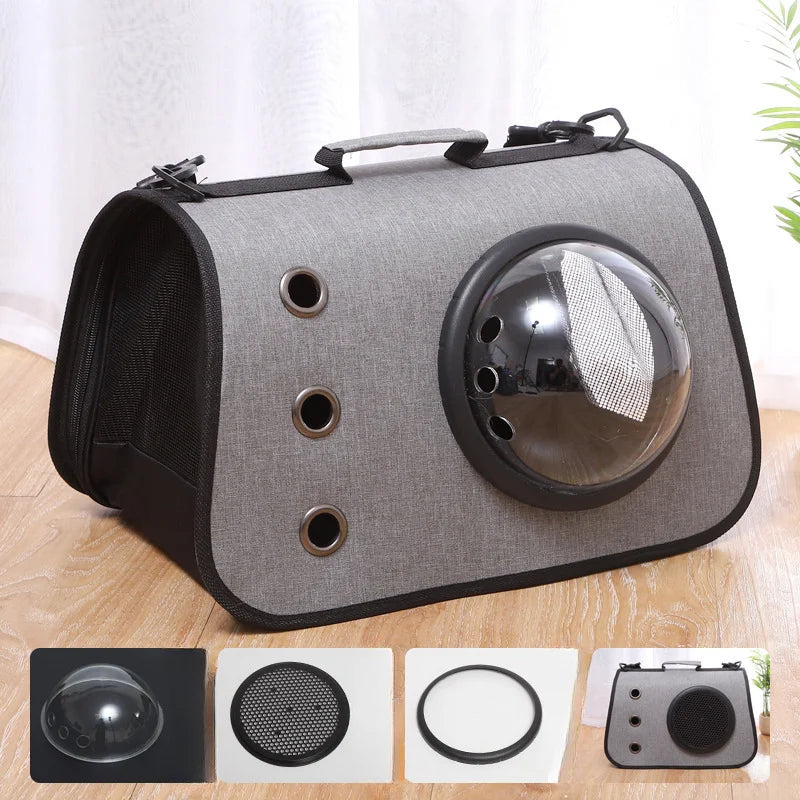 Mochila portátil para animais de estimação para viagens ao ar livre, mochila dobrável transparente para gatos, adequada para cães e gatos, bolsa respirável para viagens