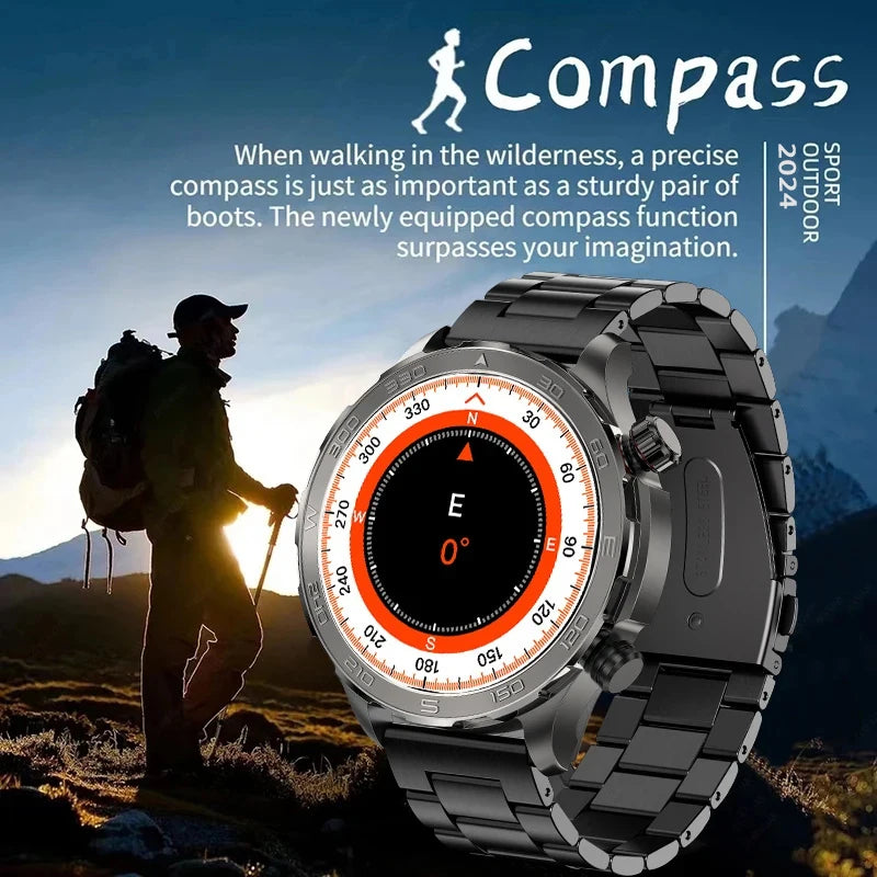 Novo relógio inteligente masculino com GPS e Bluetooth, tela AMOLED HD, frequência cardíaca, NFC, IP68, à prova d'água, esportivo, para Android e iOS, 2025