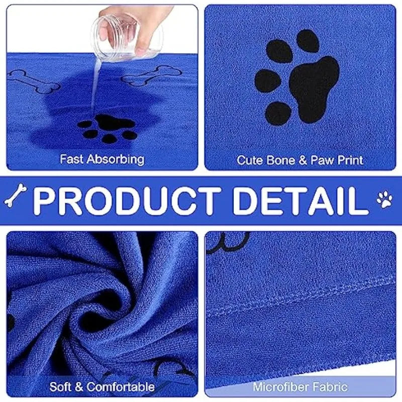 Toalha de microfibra de secagem rápida para cães, 1 peça, absorvente, produto para banho de animais de estimação, toalha de banho de secagem rápida, pano de limpeza de carro, suprimentos para animais de estimação