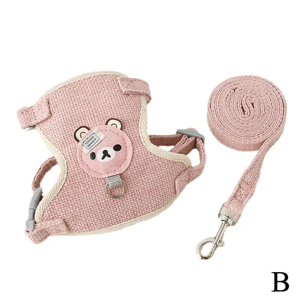 Adorável colete para animais de estimação pequenos, alça no peito, coleira para cães, corda de tração para caminhada, cão, gato, coelho, colete, arnês, poodle, coleira, acessórios para cães