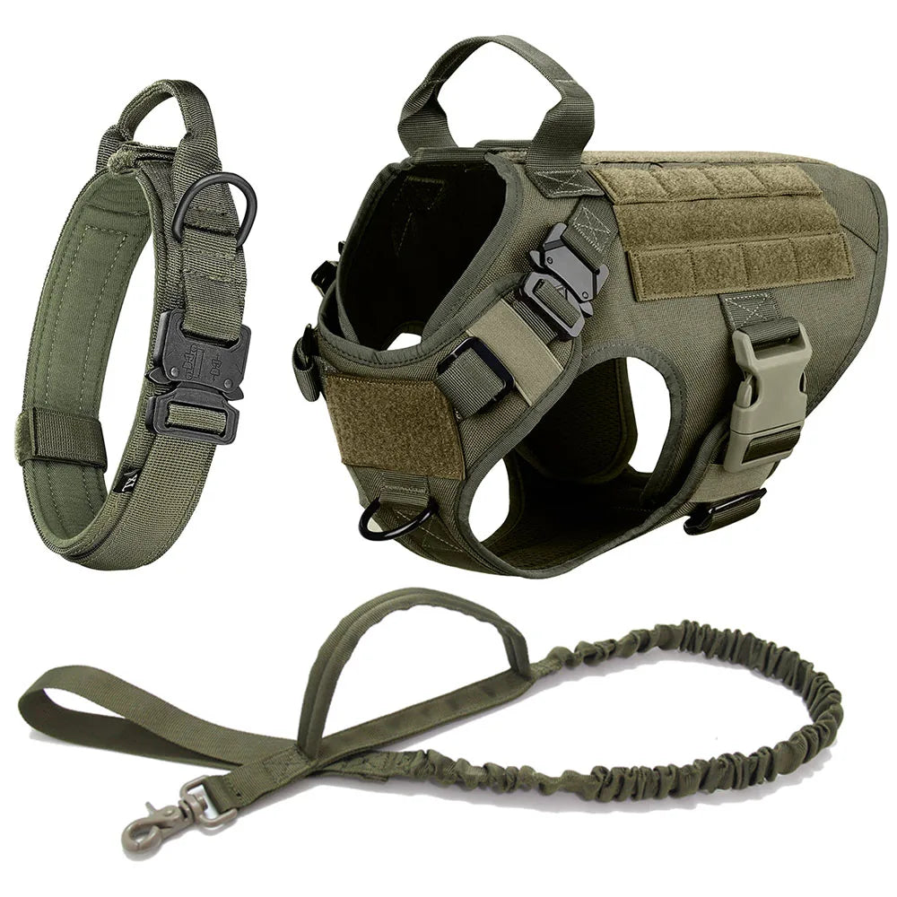 Conjunto de coleira e guia para cães grandes, colete tático para pastor alemão, para cães pequenos