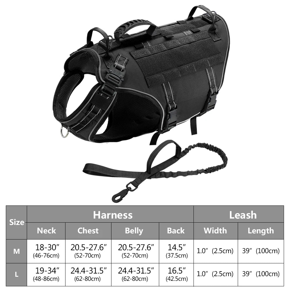 Arnês tático para cães, ajustável, sem puxar, para treinamento militar de animais de estimação, colete Molle com alça para cães de médio e grande porte, para caminhadas ao ar livre