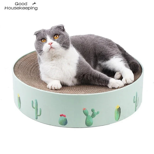 Arranhador redondo para gatos, tapete raspador de unhas, cama, brinquedo para gatos, papel ondulado, almofada para gatinhos, suprimentos para animais de estimação
