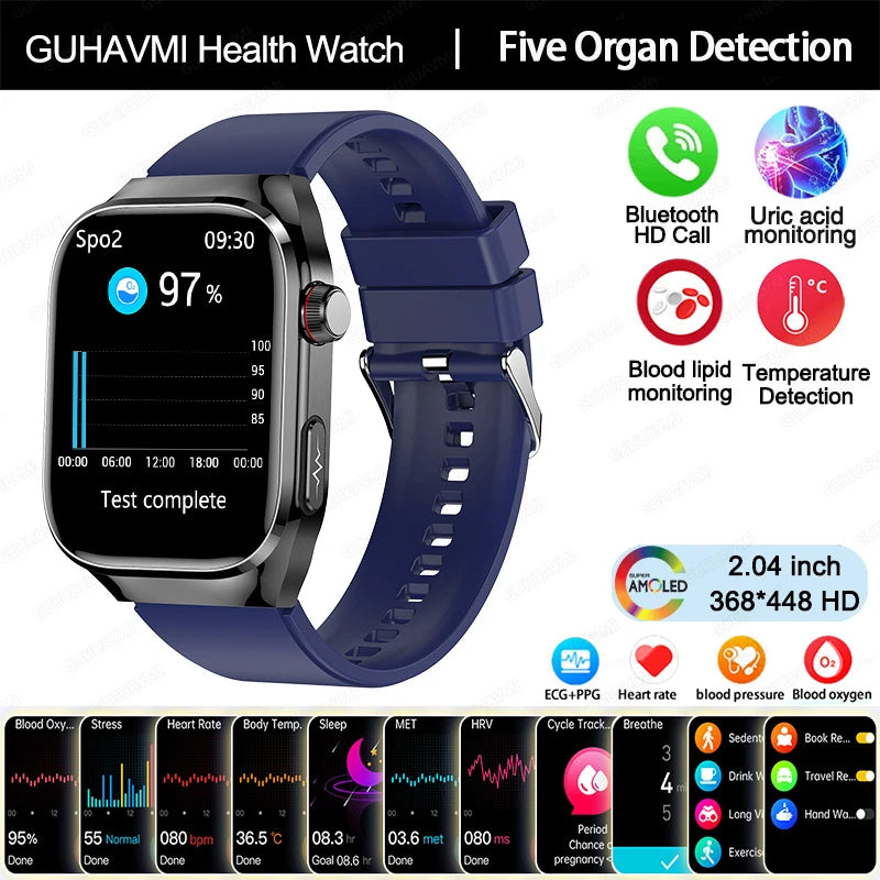 Novo relógio inteligente preciso de 2025, com monitor de frequência cardíaca e pressão arterial, para monitorar a saúde, com ECG + PPG, para esportes