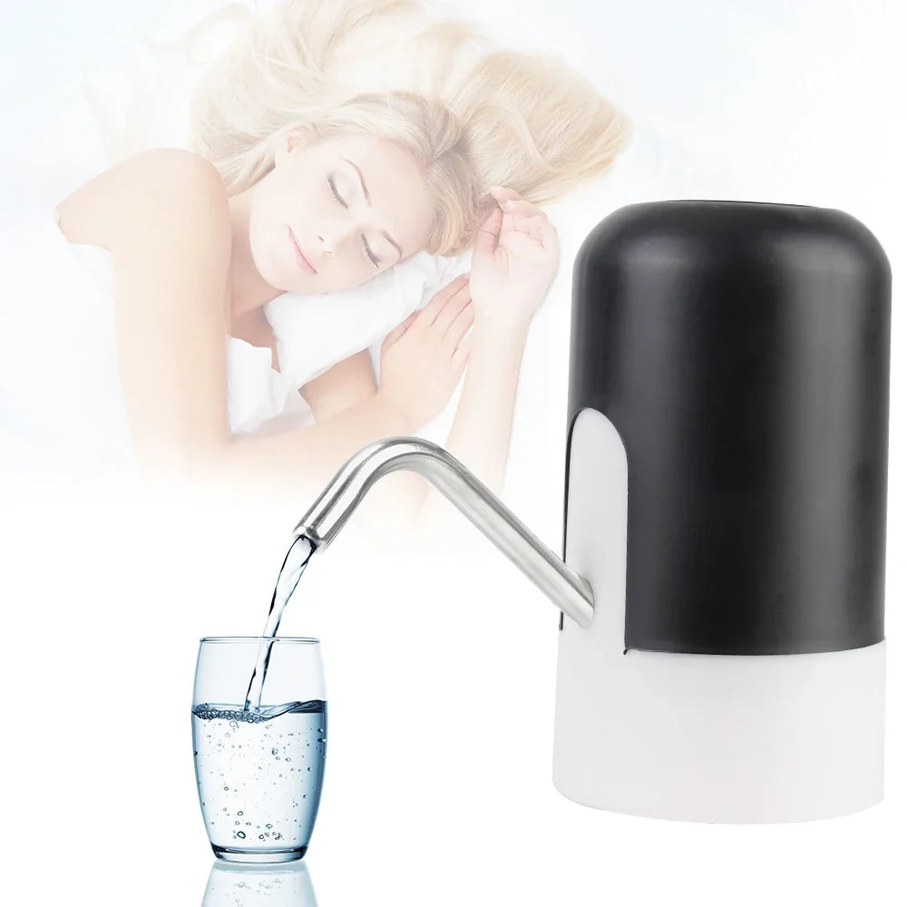 Dispositivo elétrico de bombeamento automático de água com luz LED azul, recarregável, portátil, sem fio, com carregamento USB