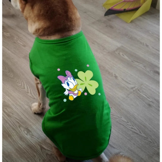Camiseta estampada para animais de estimação, feita de material de fibra para lazer interno e externo, entretenimento, proteção solar, roupas para cães e gatos