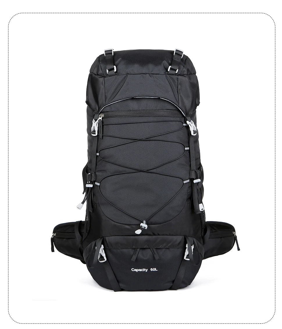 Mochila de caminhada WESTTUNE 50L com capa de chuva, bolsa multifuncional para montanhismo, mochila para atividades ao ar livre, para viagens, trekking e acampamento