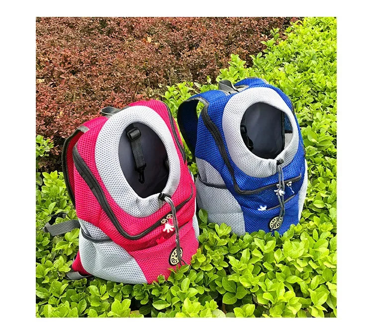 Nova mochila de viagem portátil com dois ombros, bolsa para transporte de cães de estimação, bolsa frontal de malha