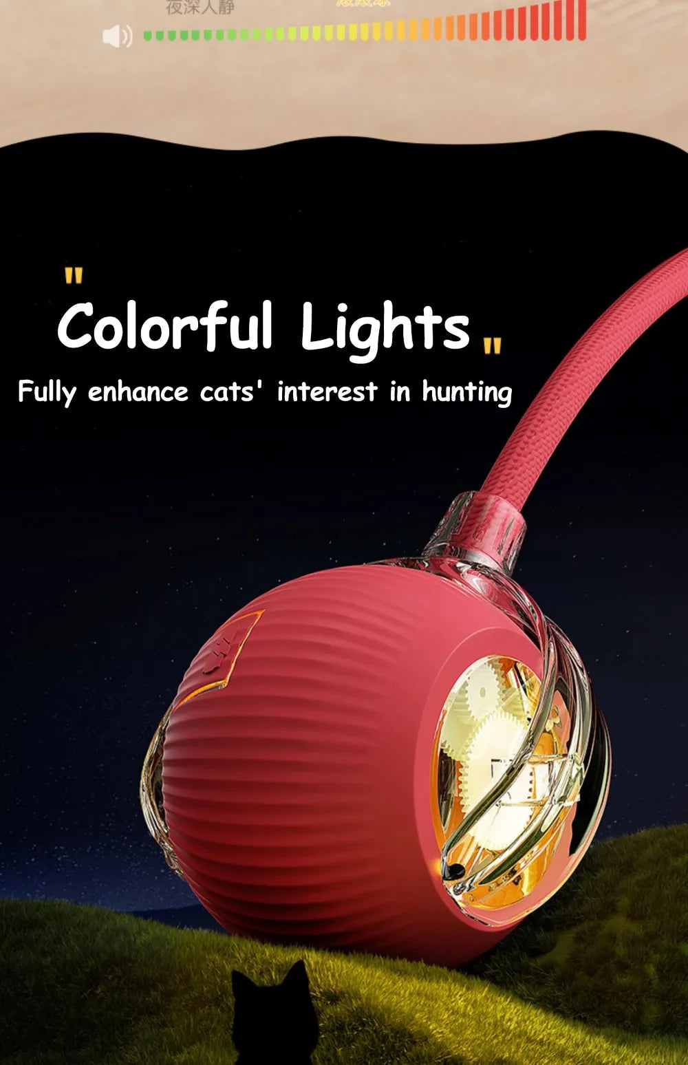 Novo brinquedo interativo para gatos, bola rolante automática, rabo falso, brinquedo elétrico inteligente recarregável para animais de estimação, treinamento para cães e gatos, imitação de rato