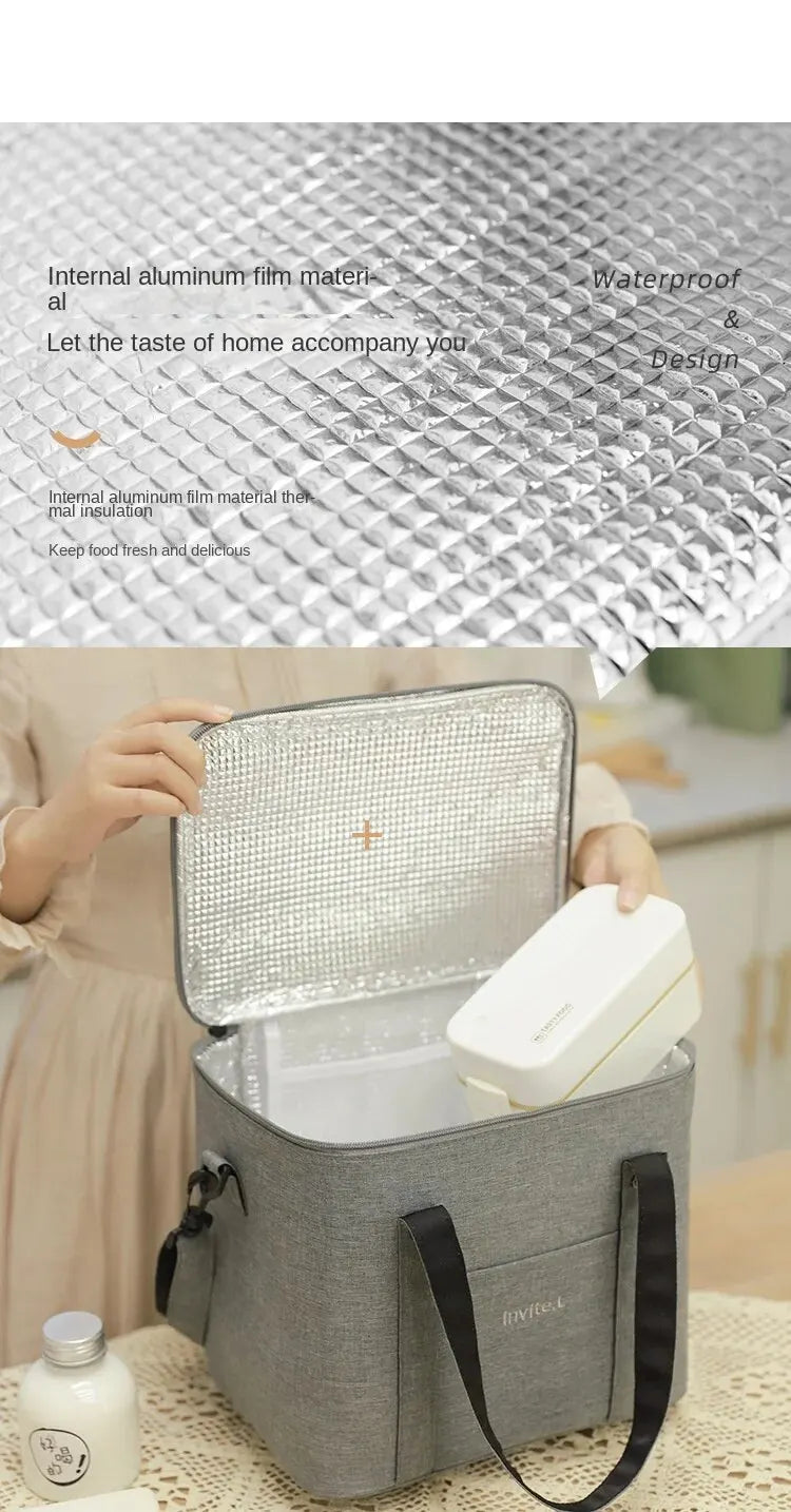 1 bolsa térmica para almoço para homens/mulheres, bolsa térmica grande reutilizável com alça de ombro para trabalho, escritório, piquenique, praia, viagem