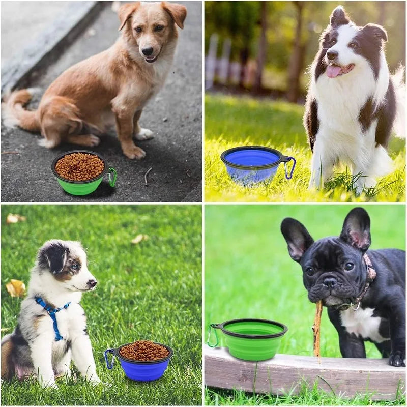 Tigela dobrável de silicone para animais de estimação, tigela grande de água para viagem, recipiente portátil para comida de cachorro, alimentador
