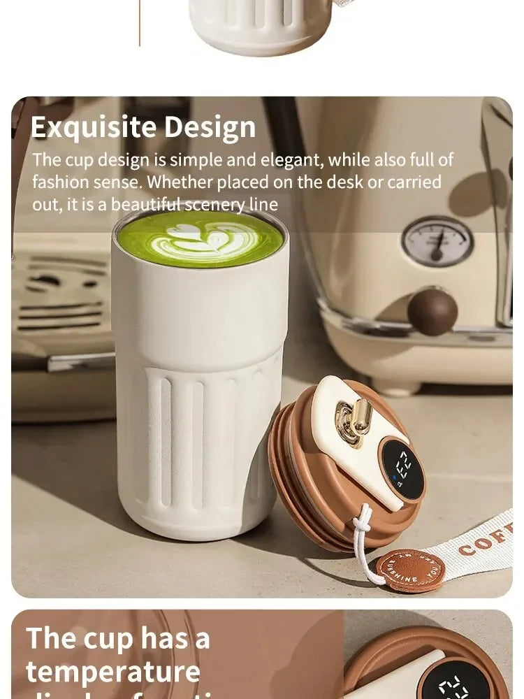 Caneca térmica de aço inoxidável com visor de temperatura, caneca de café inteligente para carro, caneca térmica para presente