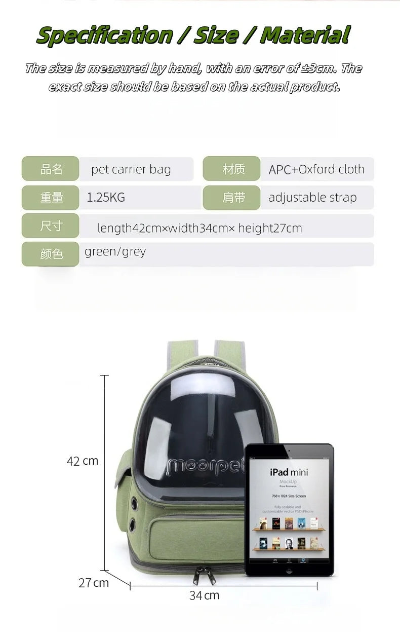 Mochila transparente para transporte de animais de estimação, essencial para viagens ao ar livre, para gatos e cães pequenos, design respirável, suprimentos premium e confortáveis ​​para animais de estimação