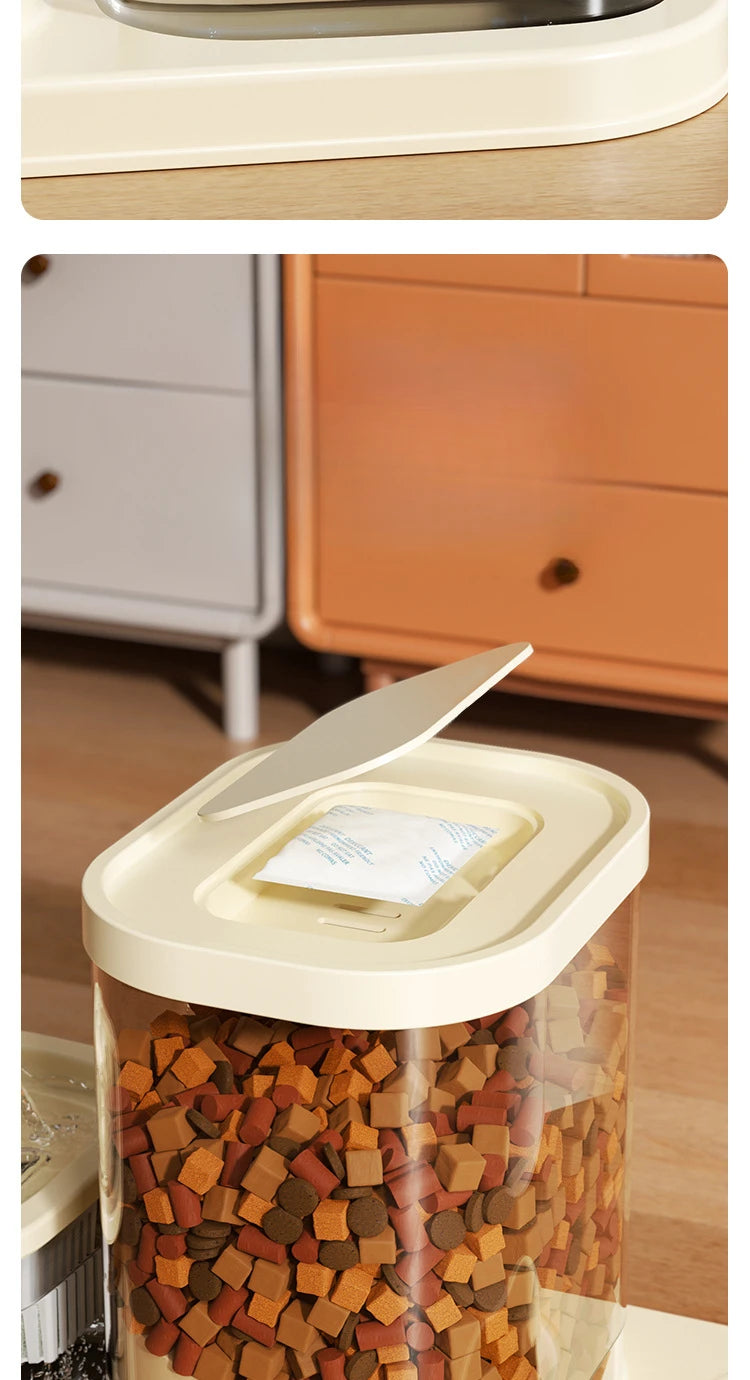 Alimentador automático para animais de estimação 2 em 1, fonte de água, tigela de comida para cães e gatos com fluxo circulante, antiderrapante, à prova de respingos, prato de alimentação lenta