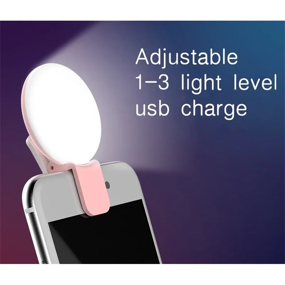 Universal  Mobile Phone Selfie Light Clip Adjustable 3 Level Brightness Fill Light Live Broadcast Light Portable USB Charge Lamp