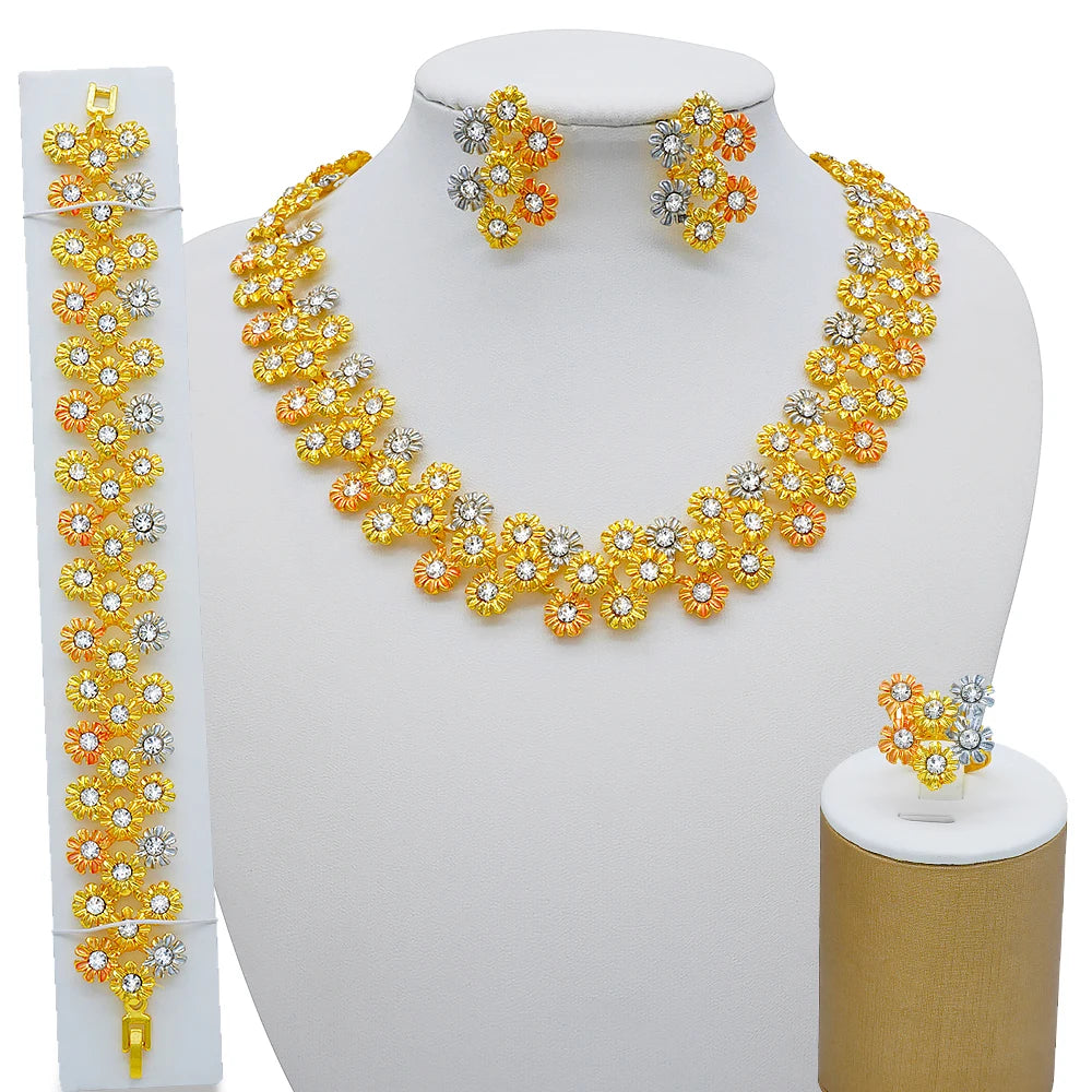 Conjuntos de joias finas 2023 para mulheres, presentes de casamento, colar, pulseira, brincos, anel, joias com contas africanas