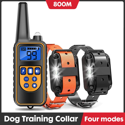 Coleira elétrica para treinamento de cães, antilatidos, à prova d'água, recarregável, controle remoto para animais de estimação, para todos os tamanhos, choque, vibração, som
