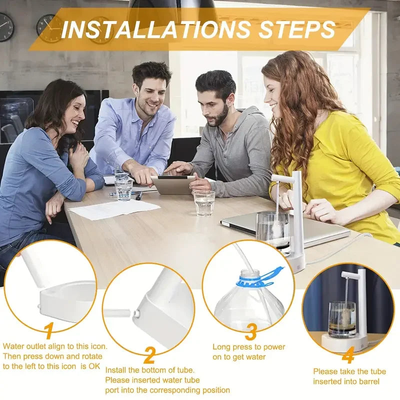 1 bomba de água de mesa inteligente recarregável USB, dispensador de água elétrico tipo balde, bomba de água pequena automática, adequada para uso externo