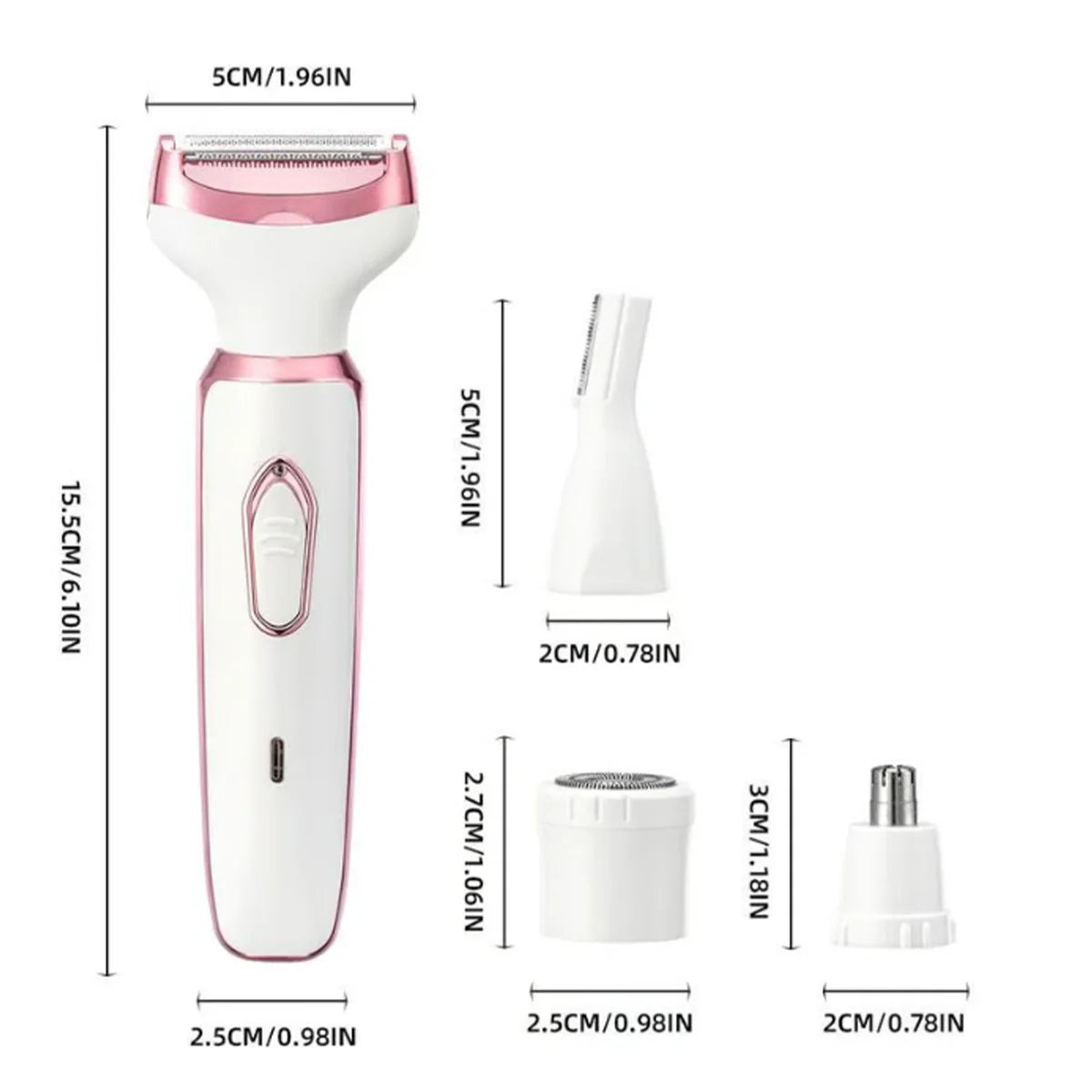 Depilador elétrico 4 em 1 para mulheres, aparelho depilador para braços e pernas, aparador de sobrancelhas sem dor e sem fio, navalha para mulheres, carregamento USB