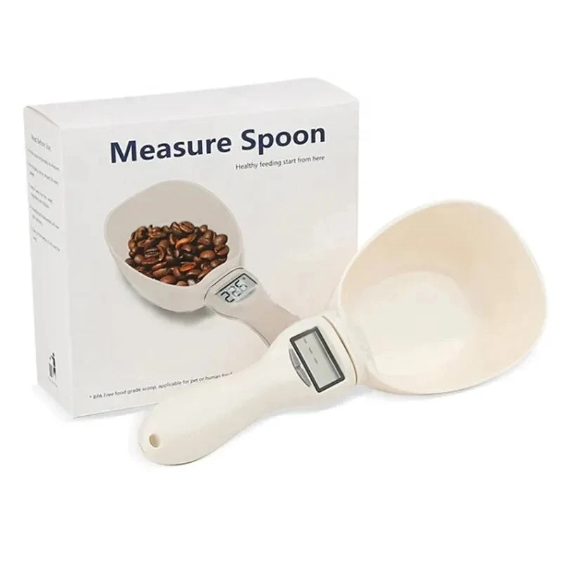 Balança de colher medidora de comida para animais de estimação, colher medidora digital de comida para cozinha, adequada para colher medidora de comida para cães e gatos