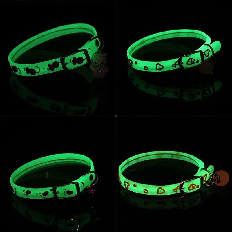 Colar luminoso para gatos, coleira pequena para cães, anti-perda, colar de silicone fluorescente, anel de pescoço, acessórios para animais de estimação