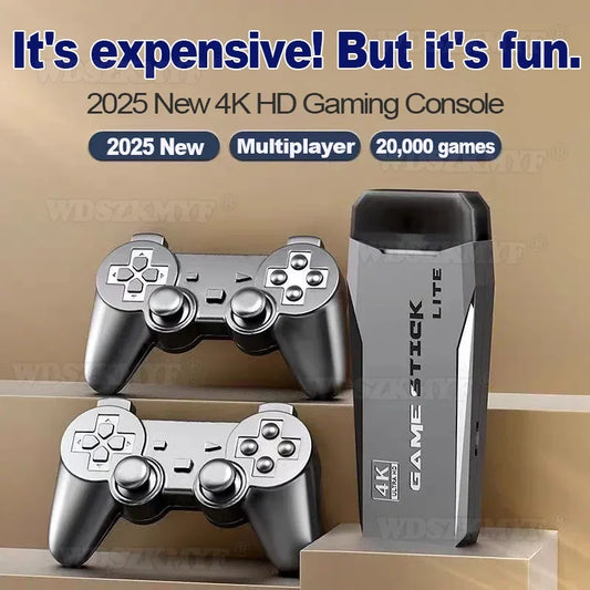 Controle de videogame 4K TV integrado com mais de 20.000 jogos, reprodutor de jogos retrô portátil, novo console de videogame 64G, controle sem fio 2.4G, controle de jogo
