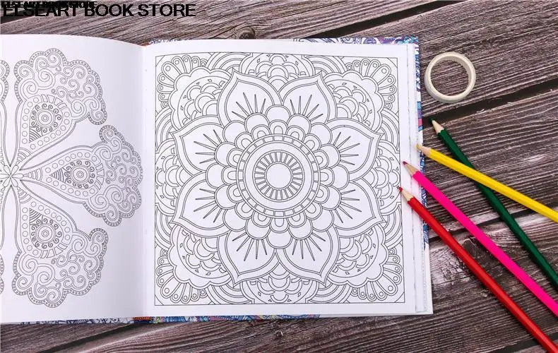 Livro de pintura colorida de mandalas zen, terapia de descompressão para adultos, descompressão psicológica, pintura de grafite, capa dura, 141 unidades