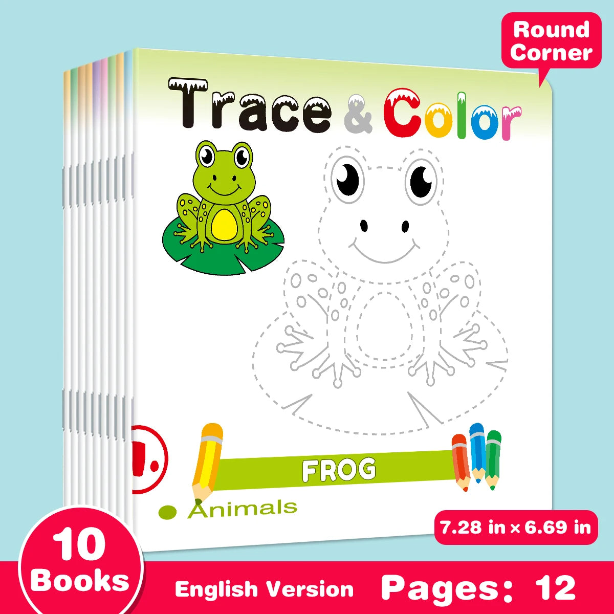1 conjunto de 10 livros de colorir para desenho simples de rastreamento de caligrafia infantil, aprendizagem de desenho simples e coloração DIY