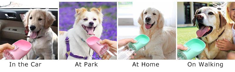 Garrafa de água portátil para cães pequenos e grandes, tigelas à prova de vazamento para caminhada ao ar livre, suprimentos para chihuahua e buldogue francês