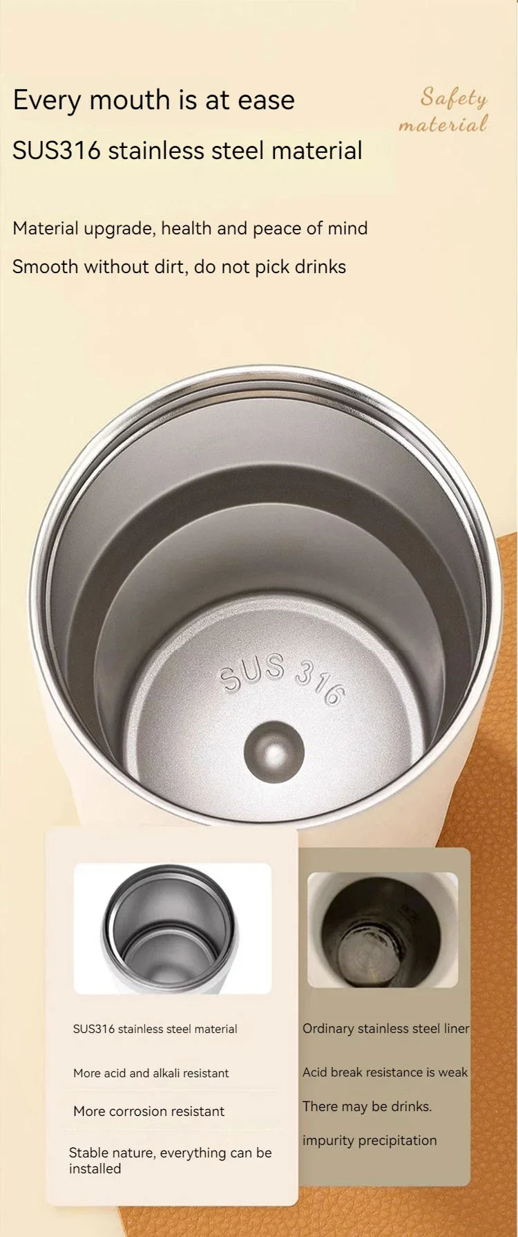 Caneca térmica de aço inoxidável com LED para café de 450 ml, garrafa térmica com display para manter frio e quente, caneca térmica para viagem e garrafa térmica a vácuo