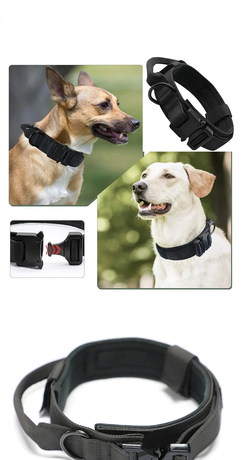 Pet Collar Tactical Collar Outdoor Training Adjustable Explosion-Proof Neck Collar Tactical Dog Collar Traction Rope