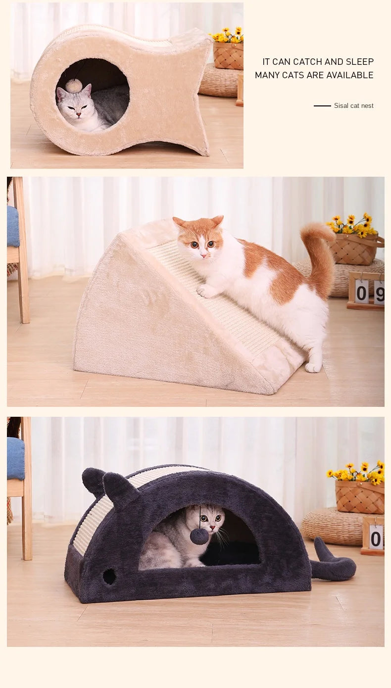 Ninho de gato, casa quente para gatos, casa fechada para gatos durante todo o ano, ninho de dormir para gatos no inverno, suprimentos para animais de estimação