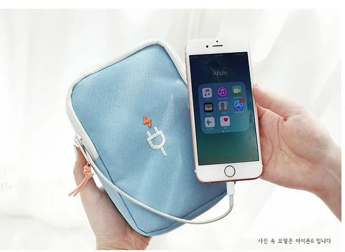 Carregador portátil de viagem, cabo de fone de ouvido, bolsa digital, bolsa de armazenamento, organizador de gadgets de viagem, acessórios eletrônicos, estojo de armazenamento