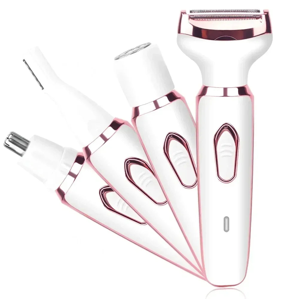 Depilador elétrico 4 em 1 para mulheres, depilador facial, aparador, depilador indolor para mulheres, para sobrancelhas e nariz