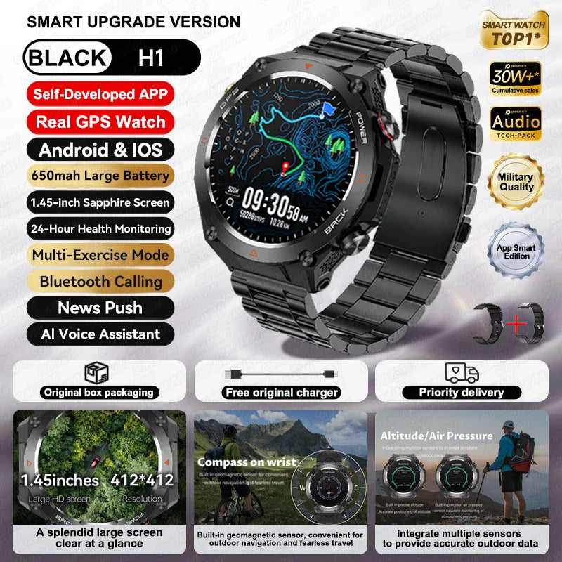 Novo relógio inteligente esportivo Xiaomi com GPS, à prova d'água, rastreador fitness, chamada Bluetooth, bateria de 650 mAh, pulseira feminina, 2025