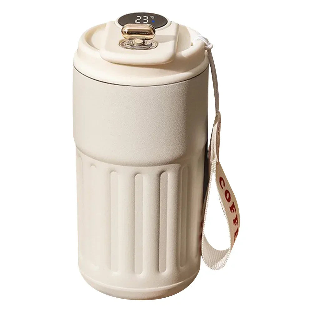 Caneca térmica de 450ml com visor inteligente de temperatura, copo de vácuo de aço inoxidável, copo de café para escritório, portátil para negócios