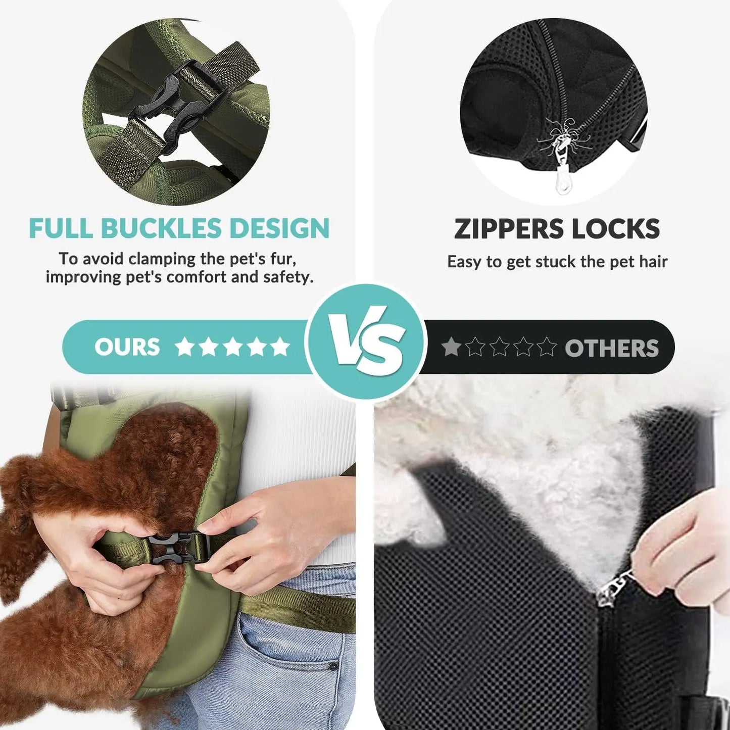 Mochilas de transporte frontal para animais de estimação, mochilas ajustáveis ​​com mãos livres para cães de pequeno e médio porte, respiráveis ​​e para gatos, bolsas de transporte para viagens ao ar livre
